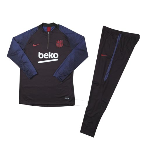 YouthBarcelona Navy Blue Zipper Sweat Shirt Kit(Top+Trouser) 2019/20